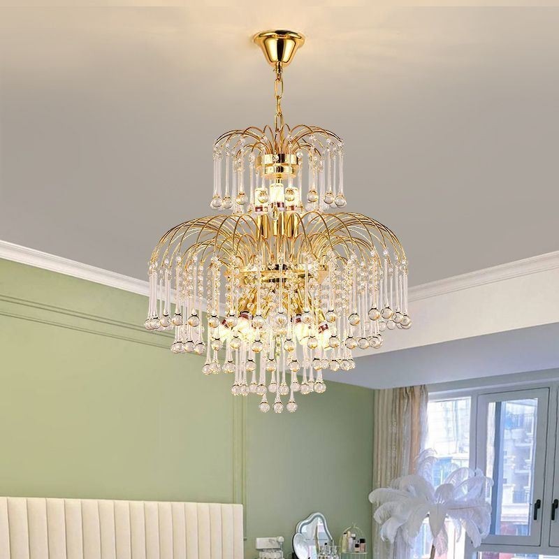 Luminária pendente de cristal elegante luz de teto decorativa duplex