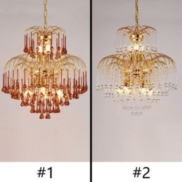 Luminária pendente de cristal elegante luz de teto decorativa duplex