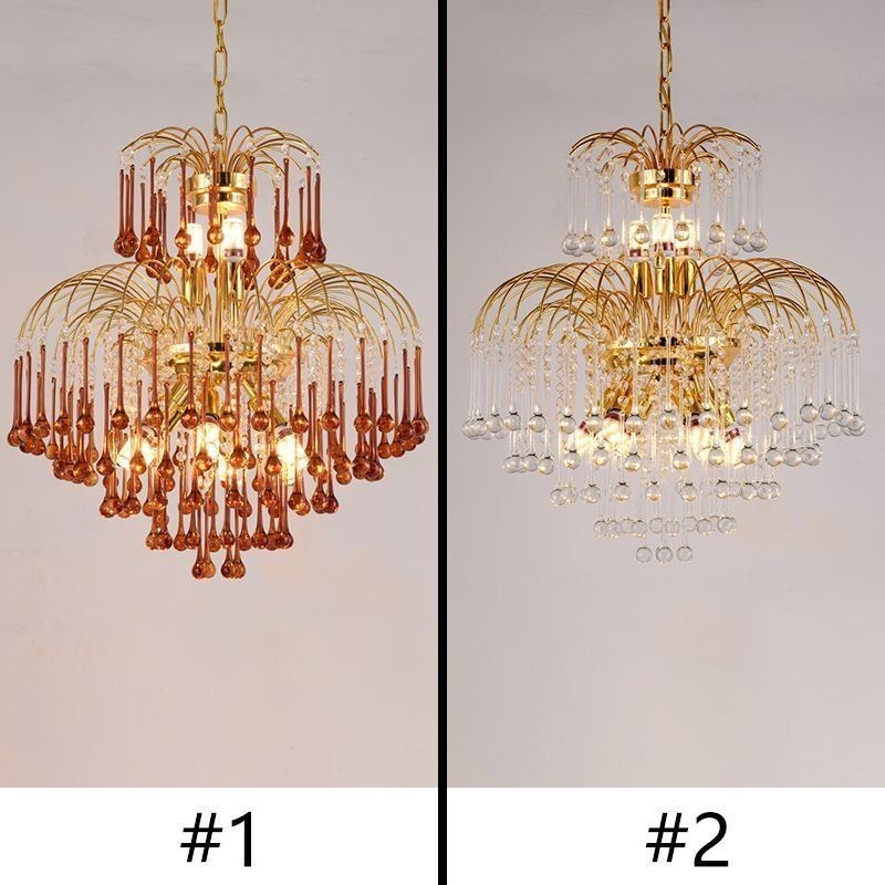 Luminária pendente de cristal elegante luz de teto decorativa duplex