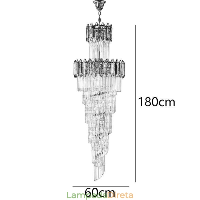 Luminária pendente de cristal cônica, luminária de teto decorativa duplex de luxo