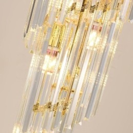 Luminária pendente de cristal cônica, luminária de teto decorativa duplex de luxo