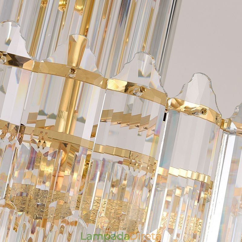 Luminária pendente de cristal cônica, luminária de teto decorativa duplex de luxo