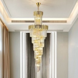 Luminária pendente de cristal cônica Duplex Luminária de teto decorativa