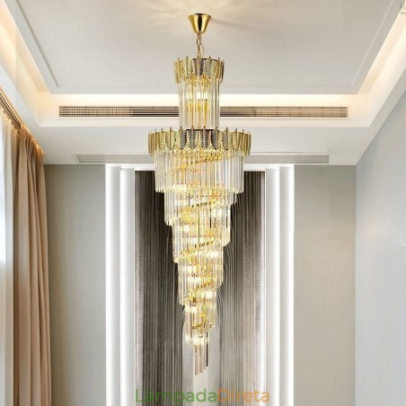 Luminária pendente de cristal cônica Duplex Luminária de teto decorativa Luminária pendente de cristal cônica Duplex Luminária de teto decorativa