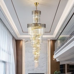 Luminária pendente de cristal cônica Duplex Luminária de teto decorativa