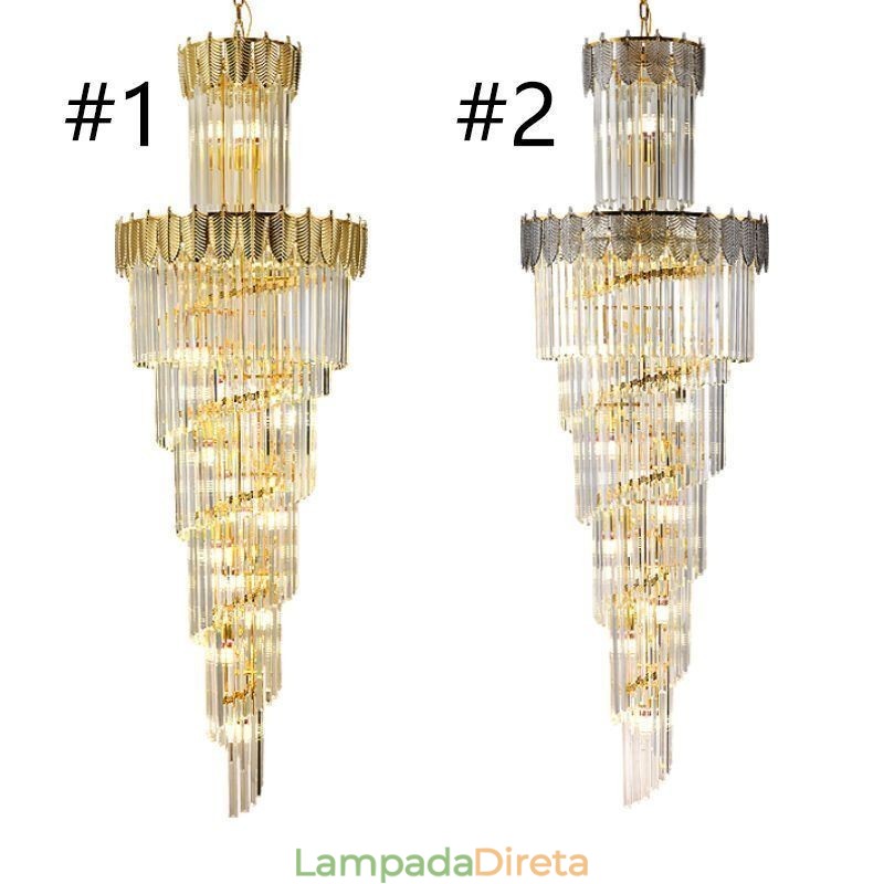 Luminária pendente de cristal cônica Duplex Luminária de teto decorativa