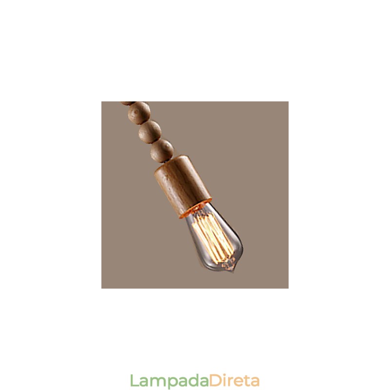 Lustre Mini Estilo Tradicional Clássico Madeira Bambu