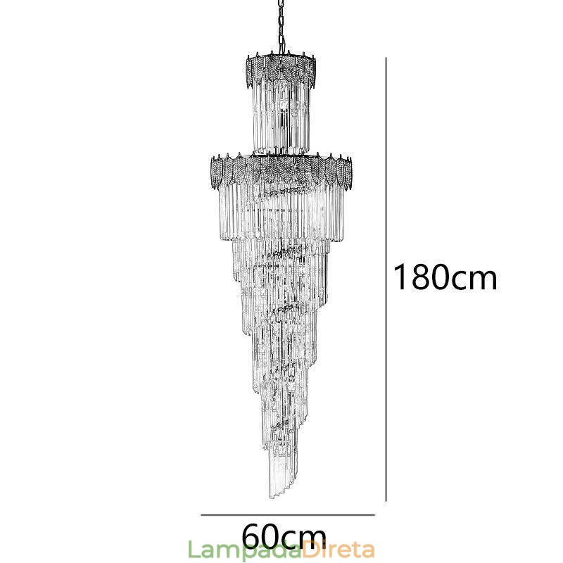 Luminária pendente de cristal cônica Duplex Luminária de teto decorativa