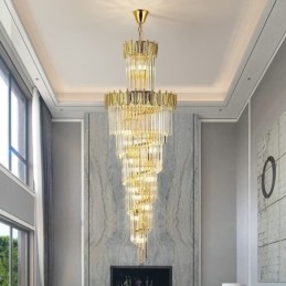 Luminária pendente de cristal cônica Duplex Luminária de teto decorativa