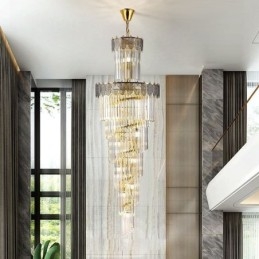 Luminária pendente de cristal cônica Duplex Luminária de teto decorativa