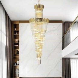 Luminária pendente de cristal cônica Duplex Luminária de teto decorativa