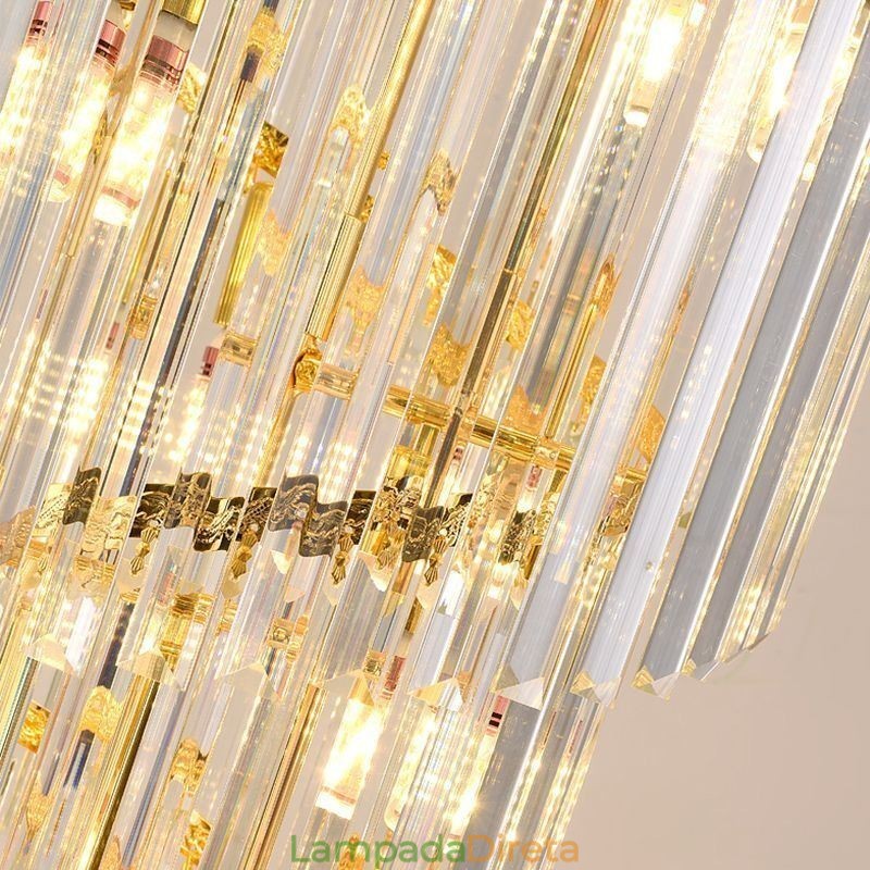 Luminária pendente de cristal cônica Duplex Luminária de teto decorativa