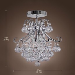 Lustre de cristal moderno contemporâneo estilo mini metal galvanizado montagem embutida