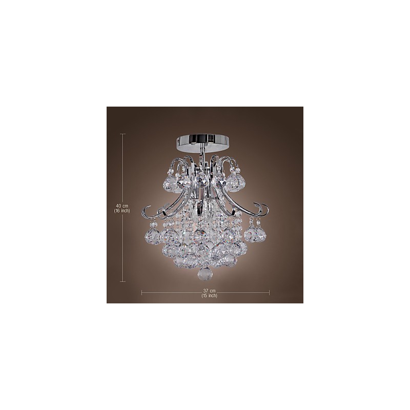 Lustre de cristal moderno contemporâneo estilo mini metal galvanizado montagem embutida