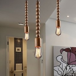 Lustre Mini Estilo Tradicional Clássico Madeira Bambu