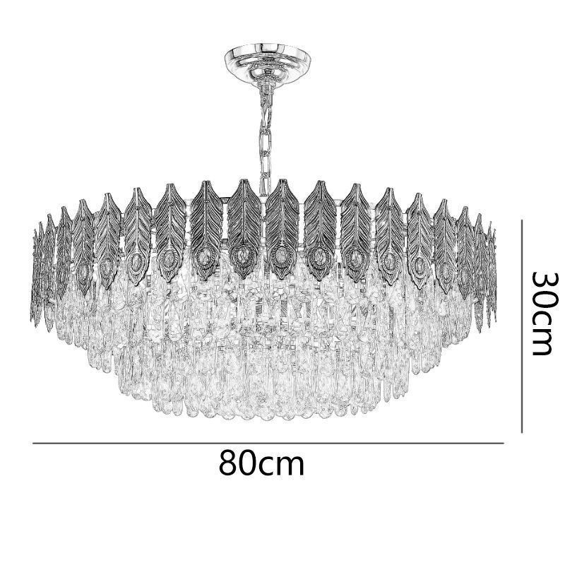 Pendente de Cristal Pena Dourada Duplex Luminária Decorativa de Teto