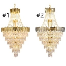 Luminária pendente de cristal cônico Luminária de teto decorativa duplex atraente