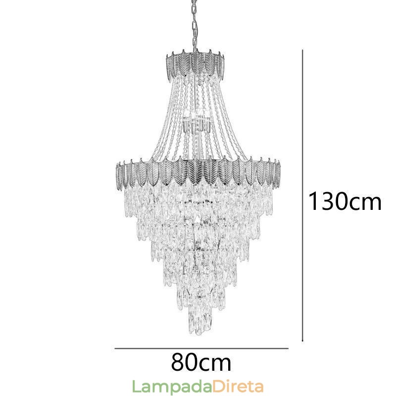 Luminária pendente de cristal cônico Luminária de teto decorativa duplex atraente