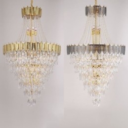 Luminária pendente de cristal cônico Luminária de teto decorativa duplex atraente