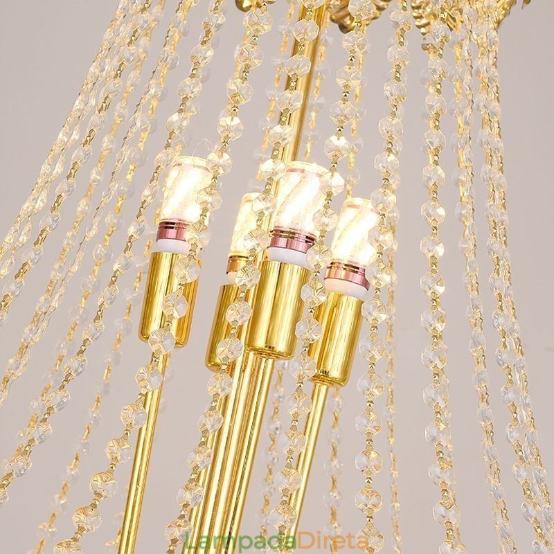 Luminária pendente de cristal cônico Luminária de teto decorativa duplex atraente