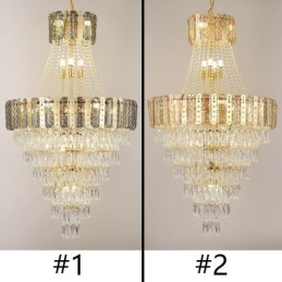 Luminária pendente de cristal cônico Luminária de teto decorativa duplex requintada