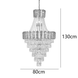 Luminária pendente de cristal cônico Luminária de teto decorativa duplex requintada