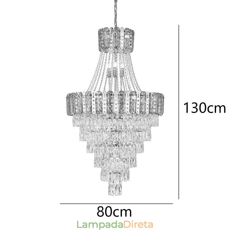 Luminária pendente de cristal cônico Luminária de teto decorativa duplex requintada