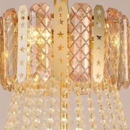 Luminária pendente de cristal cônico Luminária de teto decorativa duplex requintada
