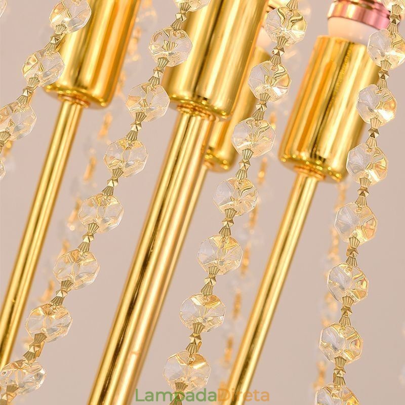 Luminária pendente de cristal cônico Luminária de teto decorativa duplex requintada