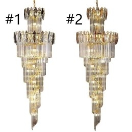 Luminária pendente de cristal Duplex cônica decorativa de teto 70cm