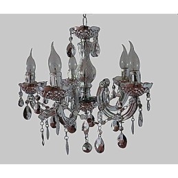 Lustre moderno estilo cristal acrílico prateado com 5 luzes