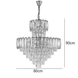 Luminária pendente de cristal cônica Duplex Luminária de teto decorativa 80cm