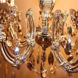 Lustre moderno estilo cristal acrílico prateado com 5 luzes