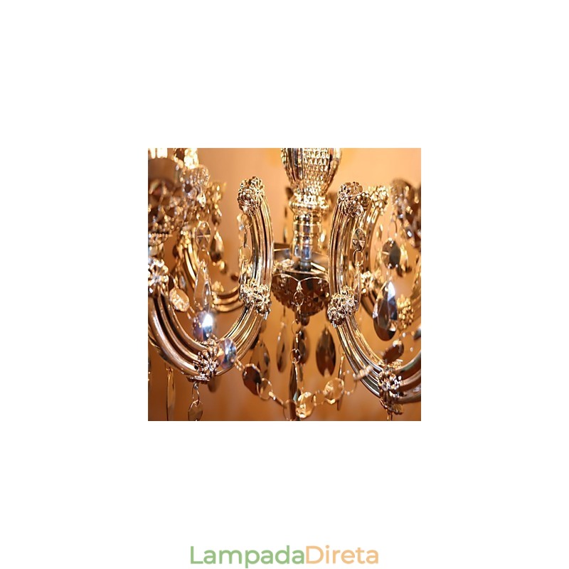 Lustre moderno estilo cristal acrílico prateado com 5 luzes