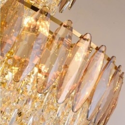 Luminária pendente de cristal cônica Duplex Luminária de teto decorativa 80cm