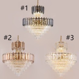 Luminária pendente de cristal cônica Duplex Luminária de teto decorativa