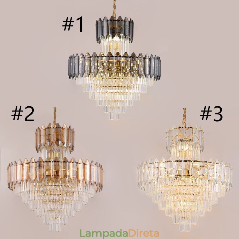 Luminária pendente de cristal cônica Duplex Luminária de teto decorativa