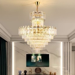 Luminária pendente de cristal cônica Duplex Luminária de teto decorativa