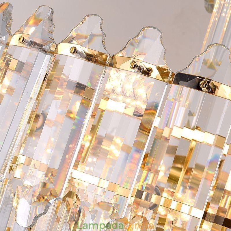Luminária pendente de cristal cônica Duplex Luminária de teto decorativa