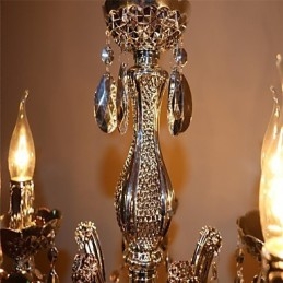 Lustre moderno estilo cristal acrílico prateado com 5 luzes