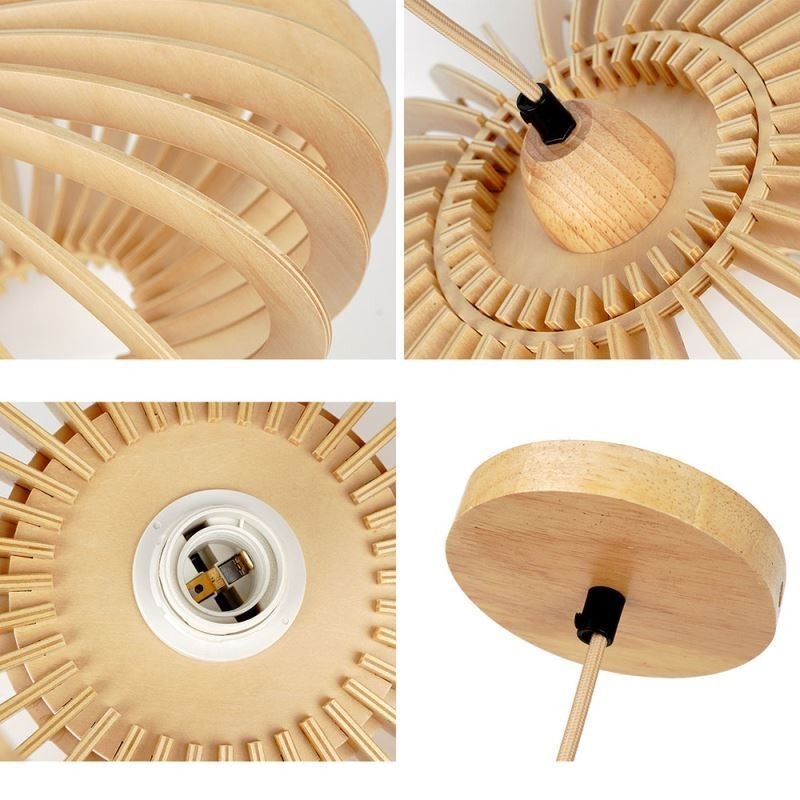 Luminária de teto Log Basswood 17cm Abajur oval de madeira