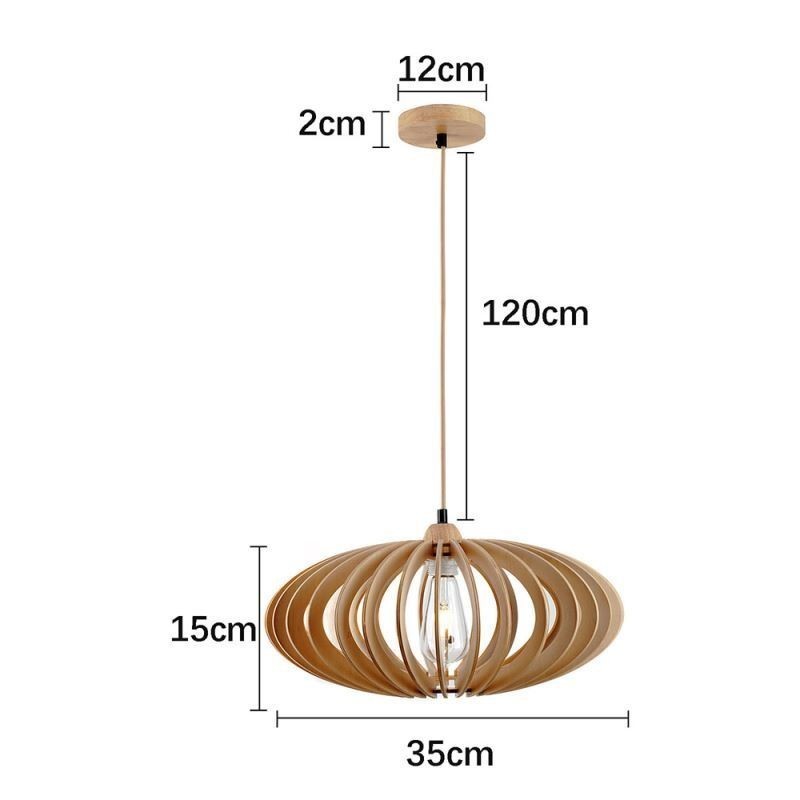 Luminária de teto Log Basswood 17cm Abajur oval de madeira