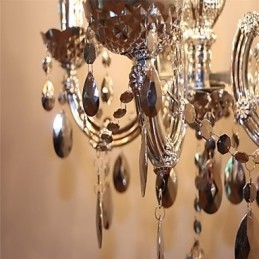 Lustre moderno estilo cristal acrílico prateado com 5 luzes