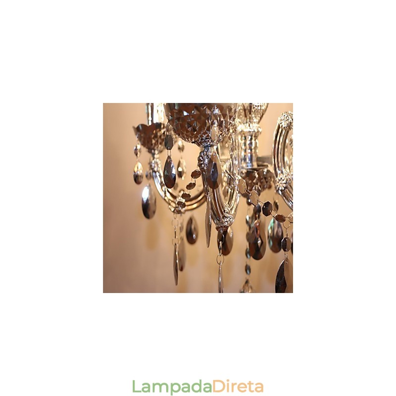 Lustre moderno estilo cristal acrílico prateado com 5 luzes