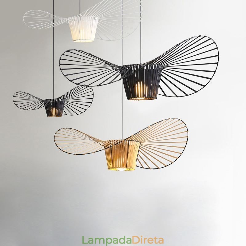 Luminária pendente moderna, simples, única, de ferro, arte, formato de chapéu, luz de teto
