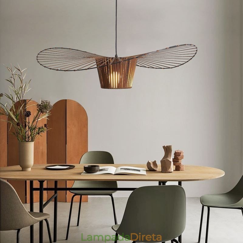 Luminária pendente moderna, simples, única, de ferro, arte, formato de chapéu, luz de teto