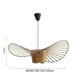 Luminária pendente moderna, simples, única, de ferro, arte, formato de chapéu, luz de teto