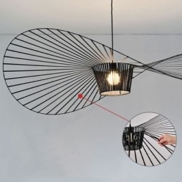 Luminária pendente moderna, simples, única, de ferro, arte, formato de chapéu, luz de teto
