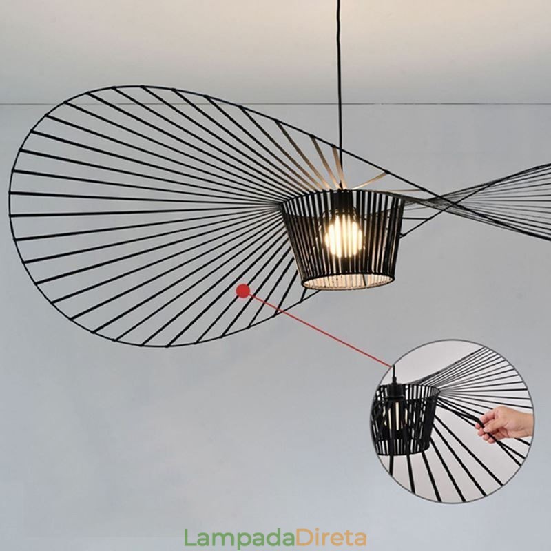 Luminária pendente moderna, simples, única, de ferro, arte, formato de chapéu, luz de teto