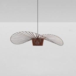 Luminária pendente moderna, simples, única, de ferro, arte, formato de chapéu, luz de teto